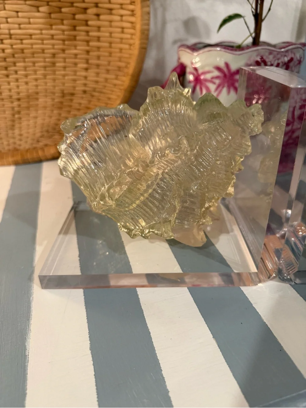 Pair of Decorative Lucite Bookends with lucite shells